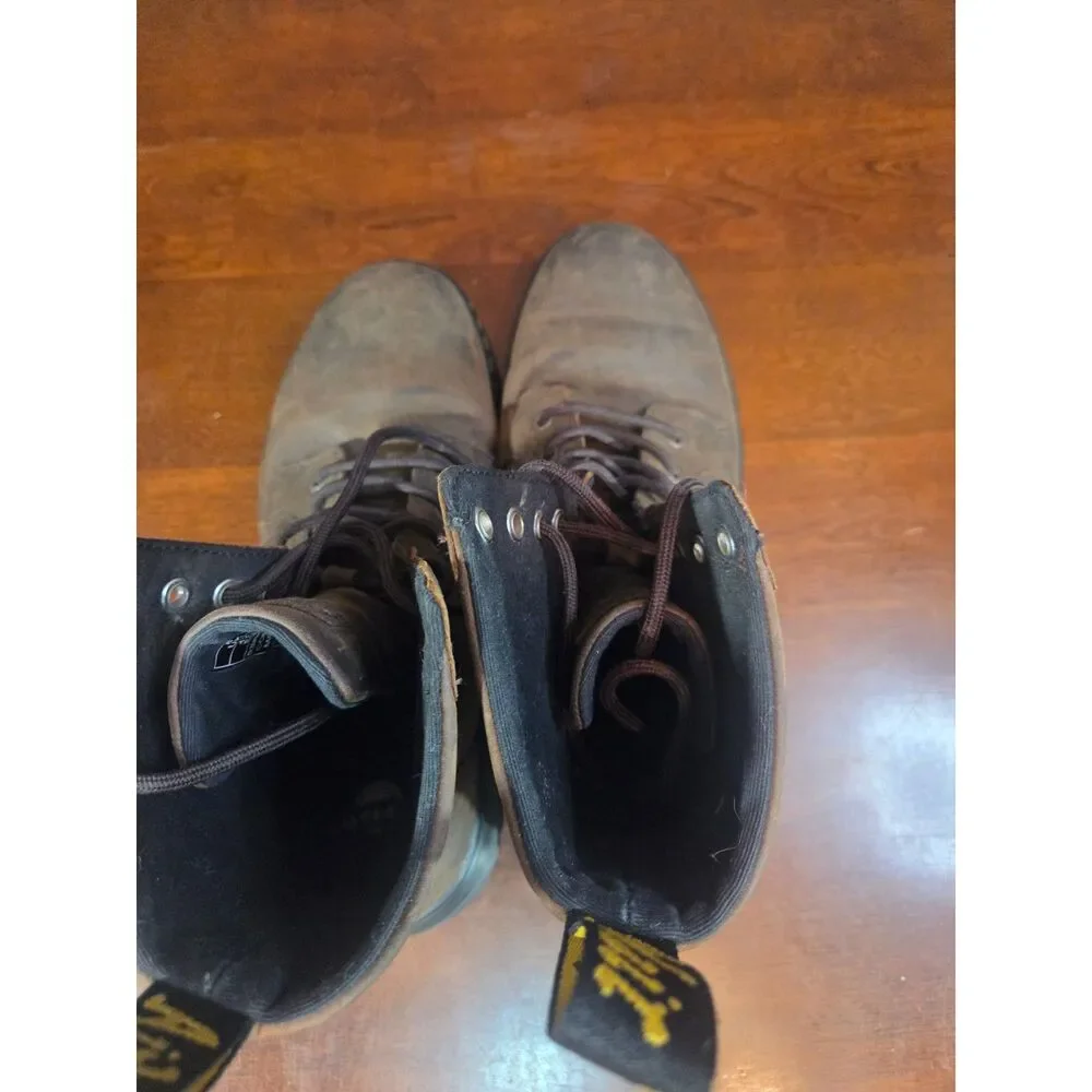 Dr Martens Combs Leather Boots Mens Size 9 Womens 10 Tan Brown Lace Up Ankle